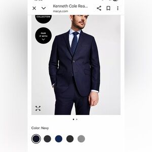 Reaction Kenneth Cole Dark Navy Blue Blazer 40S